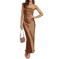 MEROKEETY Women 2024 Summer Strapless Satin Tube Bodycon Backless Wedding Guest Maxi Dress