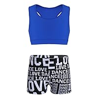 YiZYiF Kids Girls Basic 2 Piece Active Outfit Crop Top and Shorts set for Gymnastics/Dancing/Workout