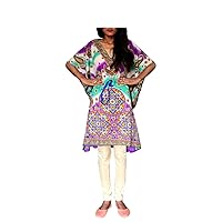 Women's Kaftan Caftan Indian Girl's Cotton Maxi Gown Tunic Bohemian Beach Wear Multi Color Ball Gown(6XL)