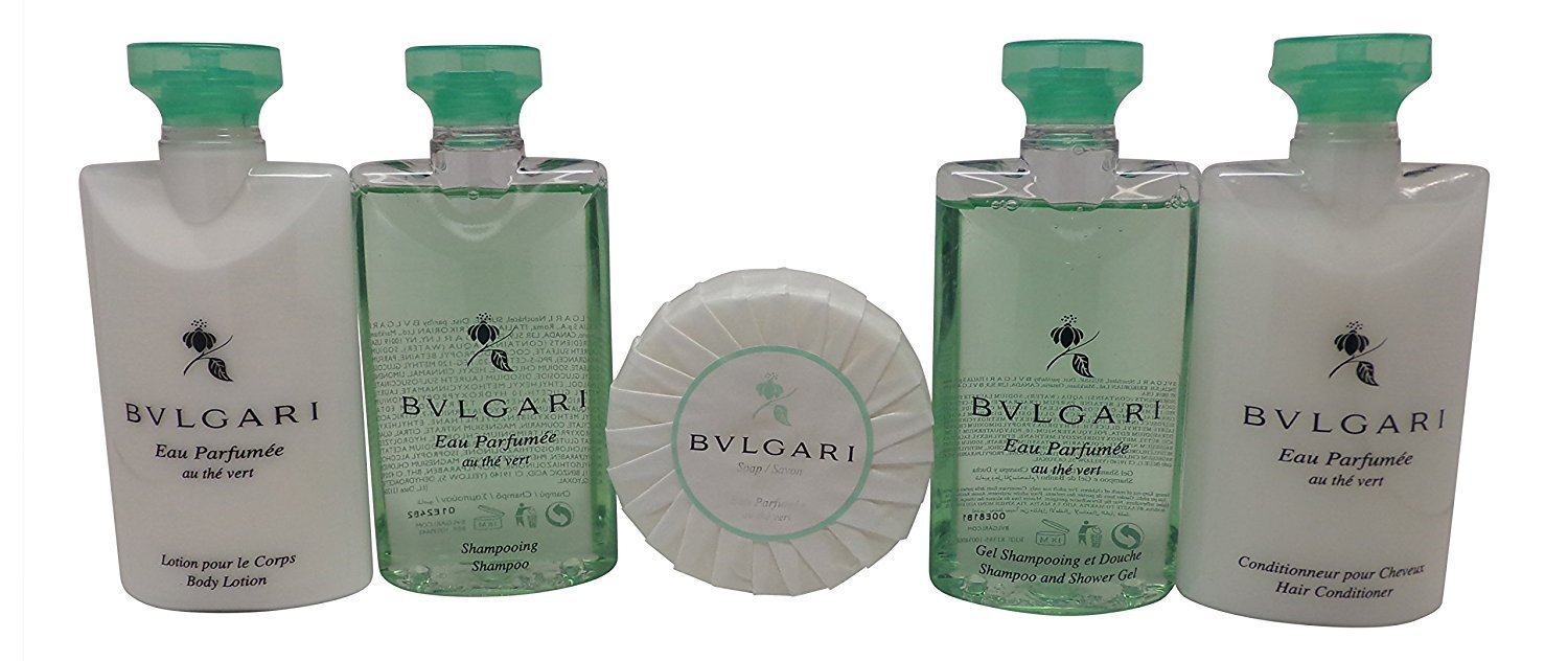 Bvlgari Au the Vert Travel Set Shampoo, Conditioner, Lotion. Shower Gel, Soap