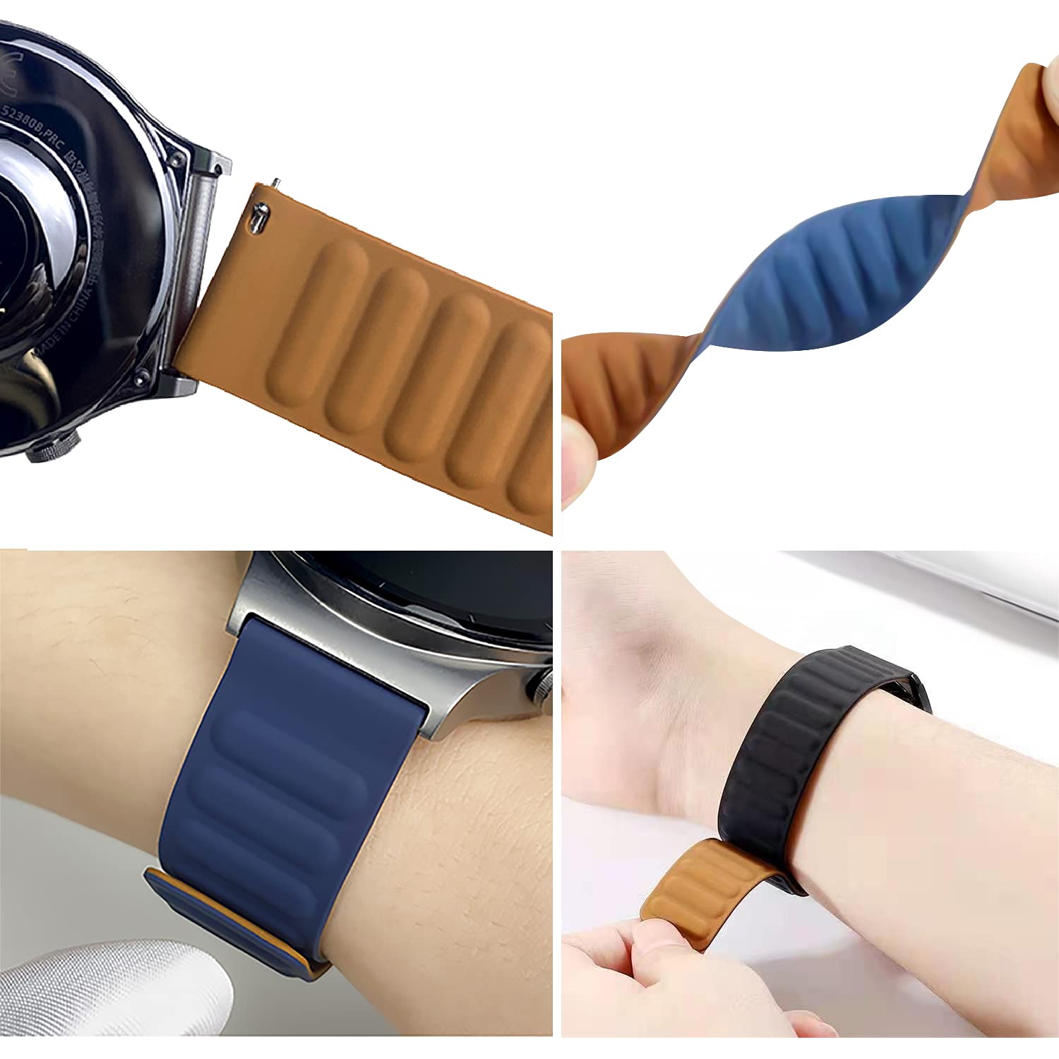 JBR 20mm 22mm Universal Silicone Magnetic Closure Sport Loop Straps Smartwatch Waterproof Watch Bands, Quick Release Wristband Adjustable Women Men Watch Belt