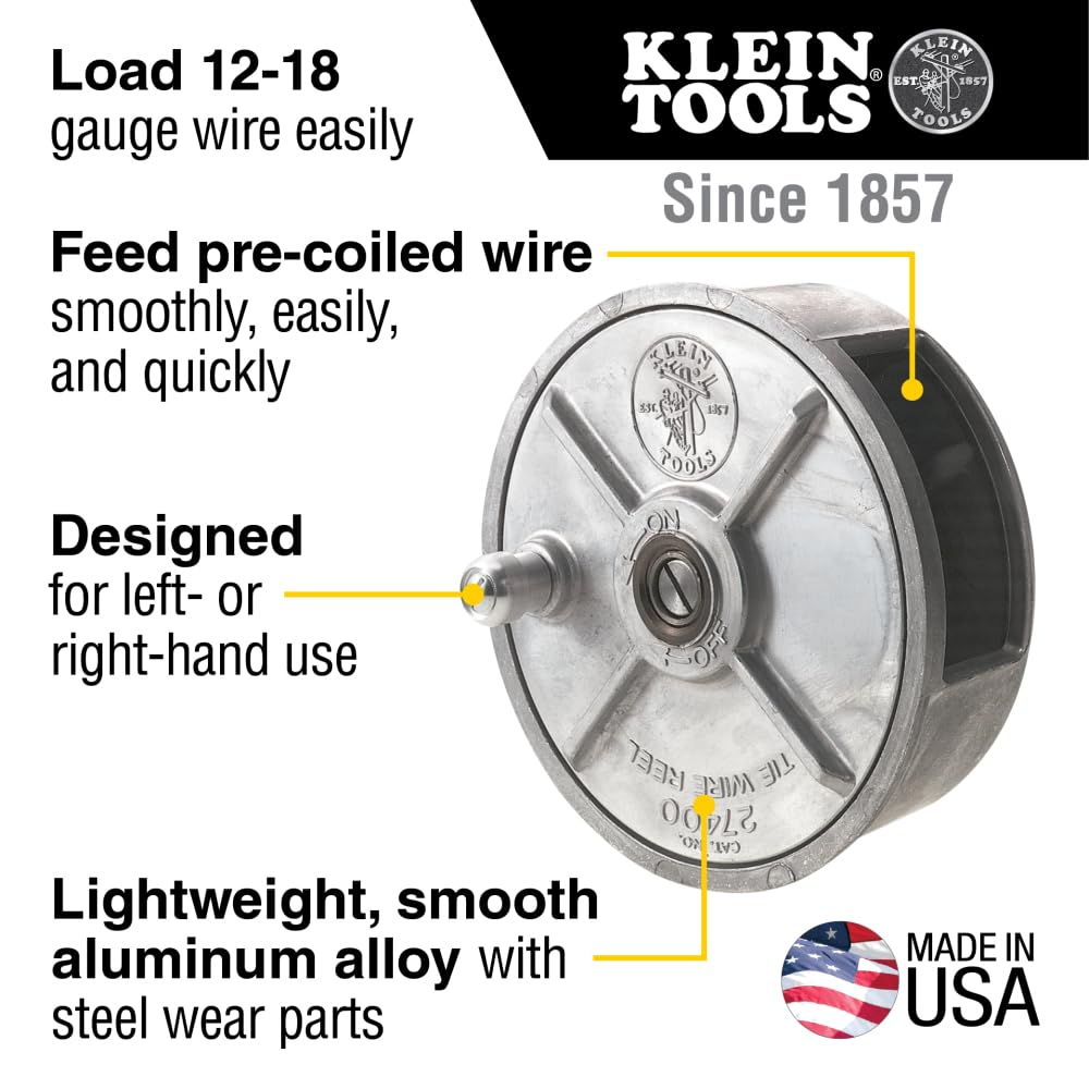 Klein Tools 80149 Tie-Wire Reel Set includes a Wire Reel and Wire Reel Pad, Rewind Knob for Tangle-Free Tie-Wire Storage, 2-Piece