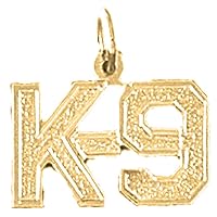 18K Yellow Gold K-9 Pendant, Made in USA