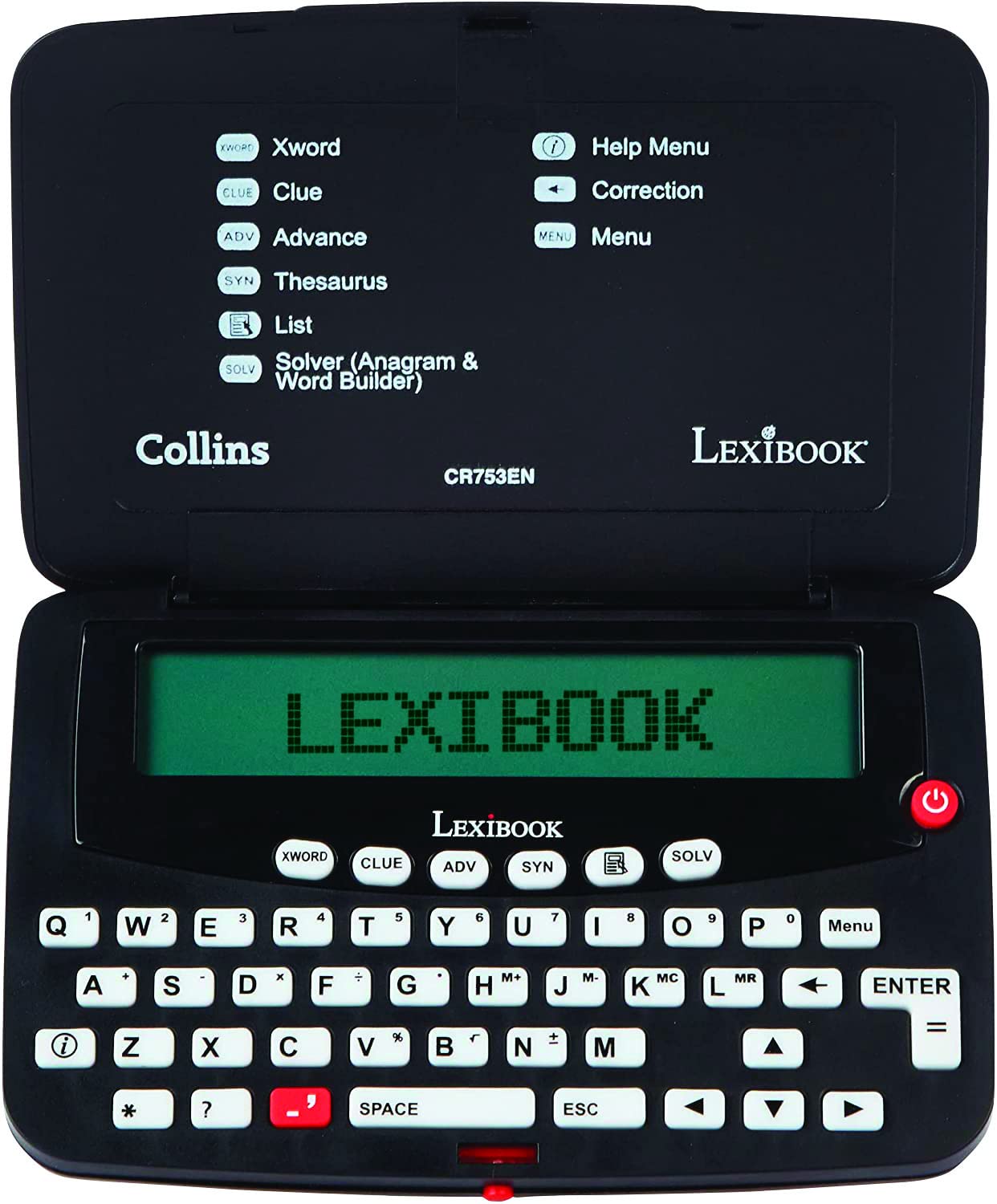 Lexibook - Collins Bradford, Electronic Crossword Solver, Bradford, Phonetic Spell-Correction, Words Games, Electronic, with Battery, Black/White, CR753EN