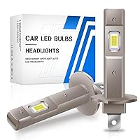 2pcs H1 LED Headlight Bulbs, 6500K Cool White 1:1 Halogen Bulb Size ,No Adapter Required, Fanless H1LL Light Bulb Conversion Kit for Low High Beam Fog Lights, Plug & Play