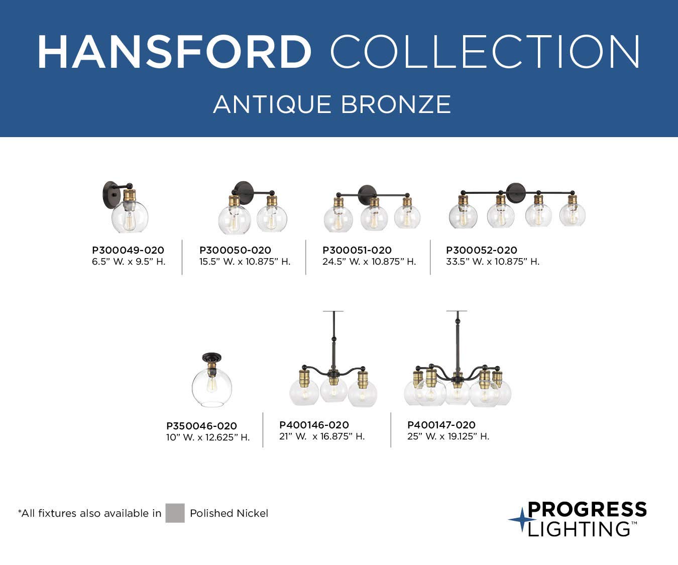 Hansford Collection 3-Light Clear Glass Coastal Bath Vanity Light Antique Bronze