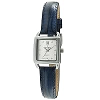 Peugeot Women's Small Square Case Crystal Marker Genuine Leather Strap Watch