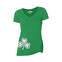 Irish Tshirt Womens Shamrock Clover Cute St Patricks Day Party Vneck