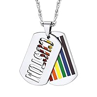 Bandmax Men Women LGBTQ Rainbow Necklaces Bracelets Stainless Steel Same Love Gay Lesbian Pride Pendant Necklace Bracelet Jewelry for Gay Parade