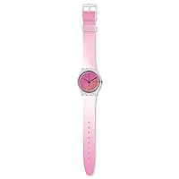 Swatch Womens Analogue Swiss Quartz Watch with Silicone Strap GE719, Pink, Strap.