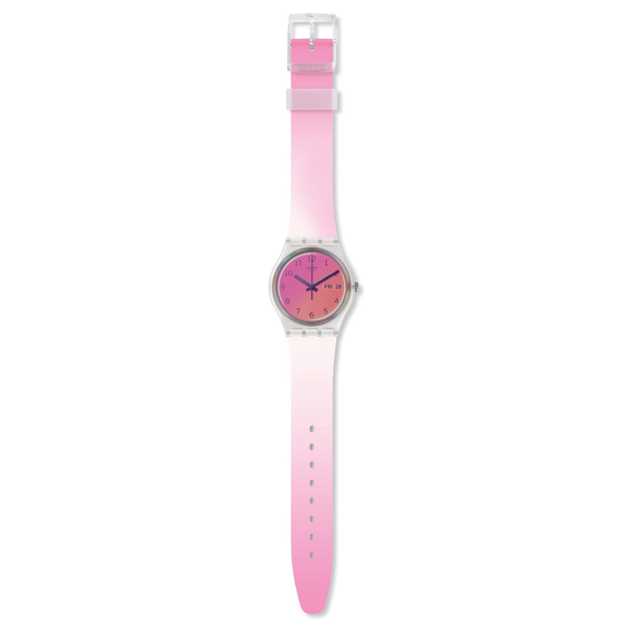 Swatch Women's Swiss Quartz Watch with Silicone Strap, Pink, 17 (Model: GE719)