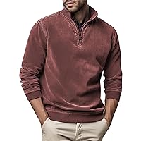 2024 Men's Quarter-Zip Pullover Long Sleeved Fashion Slim Fit Top High Collar Sweatshirt Lightweight Workout Shirt