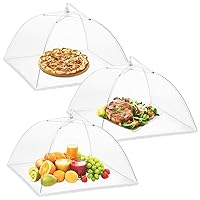 Onarway 3 Pack Food Covers 14 Inch Pop-Up Encrypted Mesh Plate Serving Tents, Fine Net Screen Umbrella for Outdoors, Parties, Picnics, BBQs, Reusable and Collapsible