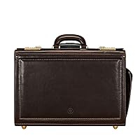 Maxwell Scott - Mens Luxury Leather Rolling Wheeled Pilot Briefcase/Catalog Case and Barrel Lock - The VareseW - Dark Brown