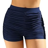 SNKSDGM Swimsuit Women Quick Dry High Waisted Swim Board Shorts Waistband Bottom Trunks Bathing Suit Beach Swim Shorts