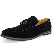 CMM Men's Suede Slippers Loafers Dress Shoes with Tassel Flats Slip-on Prom Loafer