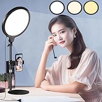 Video Conference Lighting for Zoom Meetings - Full Screen Ring Light with Stand and Phone Holder | Desktop Light for Zoom, Streaming, Video Recording, Makeup, 10.5