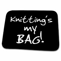 3dRose Knitting is my Bag. Fun knitter knit love gift black and... - Dish Drying Mats (ddm-232182-1)