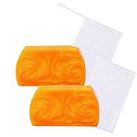 2pc Turmeric Soap Bar 100g, Turmeric Bar Soap for Face & Body, Advanced Tumeric Soap with Oil, Cleanse Skin, Moisturizing & Brightening Gentle Cleanser Soap for All Skin Types