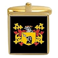 Amos England Family Crest Surname Coat Of Arms Gold Cufflinks Engraved Box