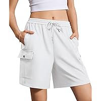 Women's Bermuda Shorts Sweat Shorts Knee Length Comfy Cotton Long Shorts with 4 Pockets for Summer Casual Hiking