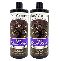 Raw African Black Liquid Soap with Organic Shea Butter, 32 Ounce (Pack of 2)