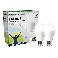 Miracle LED Boost Morning Wake Up Light, Replaces 100 Watt Bulbs, Natural Energy Light, 2-Pack