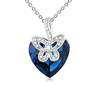 Titanic Aquamarine Heart of The Ocean Rhinestones Crystal Chain Butterfly Pendant Necklace Jewelry