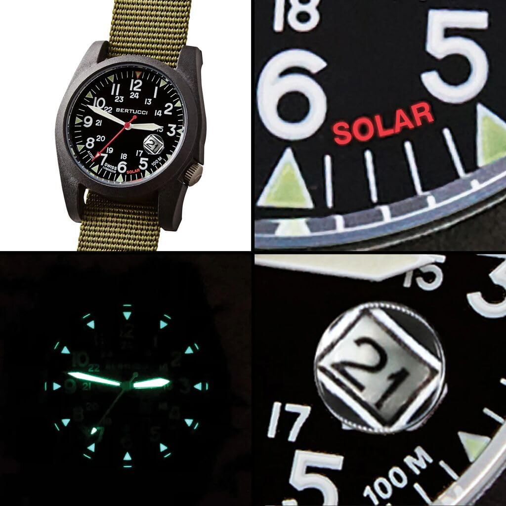 BERTUCCI A-3PS Solar Field Watch | Optic White Dial/Black Case | Nylon Band