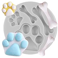 Cat Paw Dog Paw and Bone Fondant Silicone Mold For Cake Decorating Cupcake Topper Candy Chocolate Gum Paste Polymer Clay Set Of 1