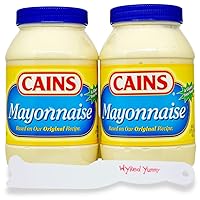 Wyked Yummy Cains Mayonnaise Bundle with (2) 30 oz Jars of Cains Mayonnaise and 1 Mayo Spreader Plastic Knife and Jar Scraper