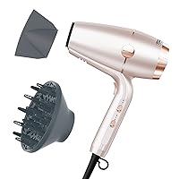 INFINITIPRO BY CONAIR SmoothWrap Hair Dryer - 1875W Hair Dryer with Diffuser - Blow Dryer for Less Frizz, More Volume and Body, with Advanced Plasma and Ceramic Technology - Pink Champagne
