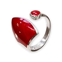 Fly Style Women's 925 Silver Ring, Adjustable Open Ring, 925 Silver Ring with Stone or Shell Inlays, Shell
