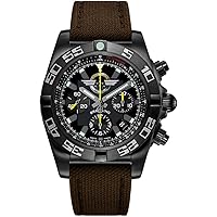 Breitling Chronomat 44 Blacksteel 44mm Mens Watch on Brown Canvas Strap MB01109L/BD48-108W