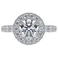 HNB Gems 6 CT Round Moissanite Engagement Ring Wedding Eternity Band Vintage Solitaire Halo Setting Silver Jewelry Anniversary Promise Ring