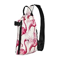 Flamingos On White Print Crossbody Backpack,Travel Hiking Cross Bag Diagonally, Cycling Bag
