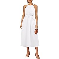 BZB Womens Summer Dresses Maxi Sundress Halter Neck Sleeveless Cutout A-Line Dress S-XXL