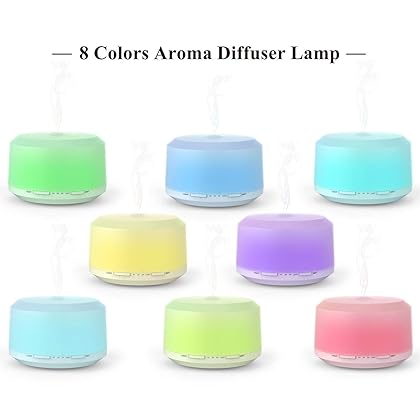 450ml Diffusers for Essential Oils, 3-in-1 Aromatherapy Essential Oil Diffuser Aroma Diffuser Cool Mist Humidifier with Safe Waterless Auto-Off, 8 Color Light for Home Office Study Yoga Spa