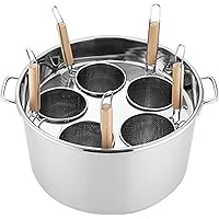 Strainer 5 Holes Pasta Cooker Pasta Makers Cooking Tool, Stainless Steel Pasta Cooker Pot with 5 Insert Strainer Basket for Home Kitchen Restaurant Basket