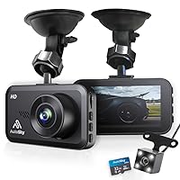 AutoSky Dash Cam Front and Rear - Dash Camera for Cars Mini Dash Cam Full HD with 32GB Memory Card, 3 inch IPS Screen, Accident Lock, Loop Recording, Parking Monitor, Motion Detection
