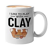 Pottery Maker Mug White 11oz - Like To Play Clay - Maker Clay Artist Ceramics Hobby