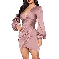 DeftSharp Womens Ruched Formal Bodycon Zipper Graduation Dresses-Elegant Cocktail Party Wedding Midi Dress