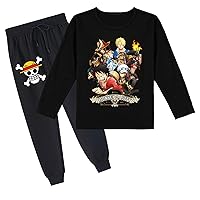 Kids Casual O-Neck Tops Lightweight Tracksuit,Cartoon Long Sleeve T-Shirts and Sweatpants Set for Boys Girls