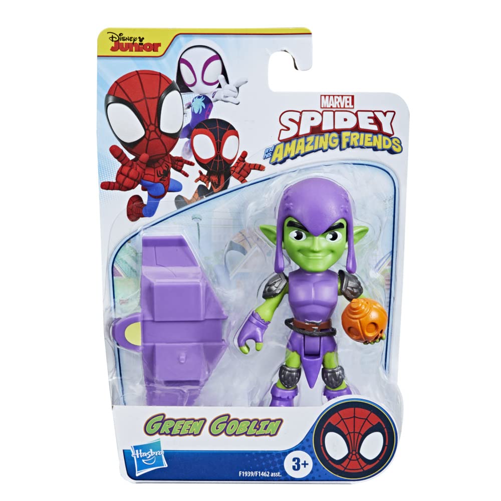 Spidey and His Amazing Friends Hasbro Marvel Green Goblin Hero Figure,4-Inch Scale Action Figure,Includes 1 Accessory,for Kids Ages 3 and Up