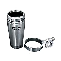 1463 Motorcycle Handlebar Accessory: 12 fl oz Stainless Steel Mug with Universal Drink/Cup Holder for Motorcycles with Perch Mount, Chrome