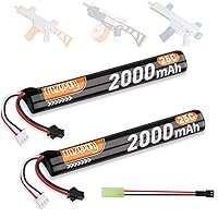 Crazepony Splatter Ball Battery 7.4V 2000mAh Airsoft Battery Pack 2Pcs 25C Lithium-ion Water Bead Rechargeable Batteries with SM2P Plug to Mini Tamiya Cable for SRB400 SRB400-SUB and SRB1200