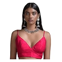 Elina fashion Women's Readymade Blouse For Sarees Indian Designer Banglori Silk Bollywood Padded Stitched Choli Crop Top