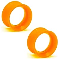 KAOS BRAND: Pair of UV Orange Silicone Double Flared Skin Eyelets
