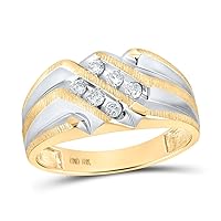 The Diamond Deal 10kt Yellow Gold Mens Round Diamond Band Ring 1/4 Cttw