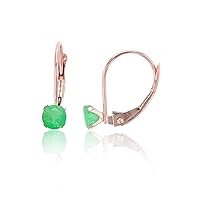 14K Rose Gold 4mm Round Emerald Martini Leverback Earring
